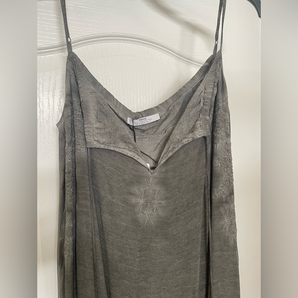 MNG by Mango distressed grey maxi dress size 6 with ties NWT πHost Pick x2π - Picture 2 of 6